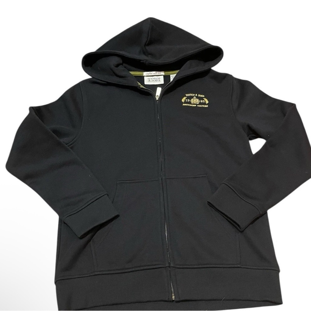 Scotch‎ & Soda Black Zip-Up Hoodie- kids/teen large, women’s small - nwt